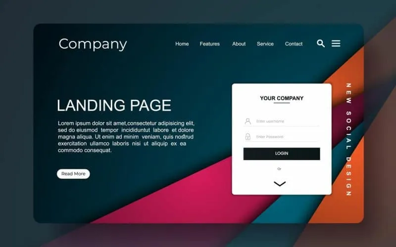 Modern landing page design showcasing login form for 'Company'