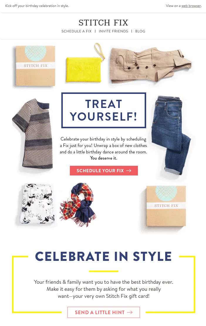 Stitch Fix birthday-offer email marketing