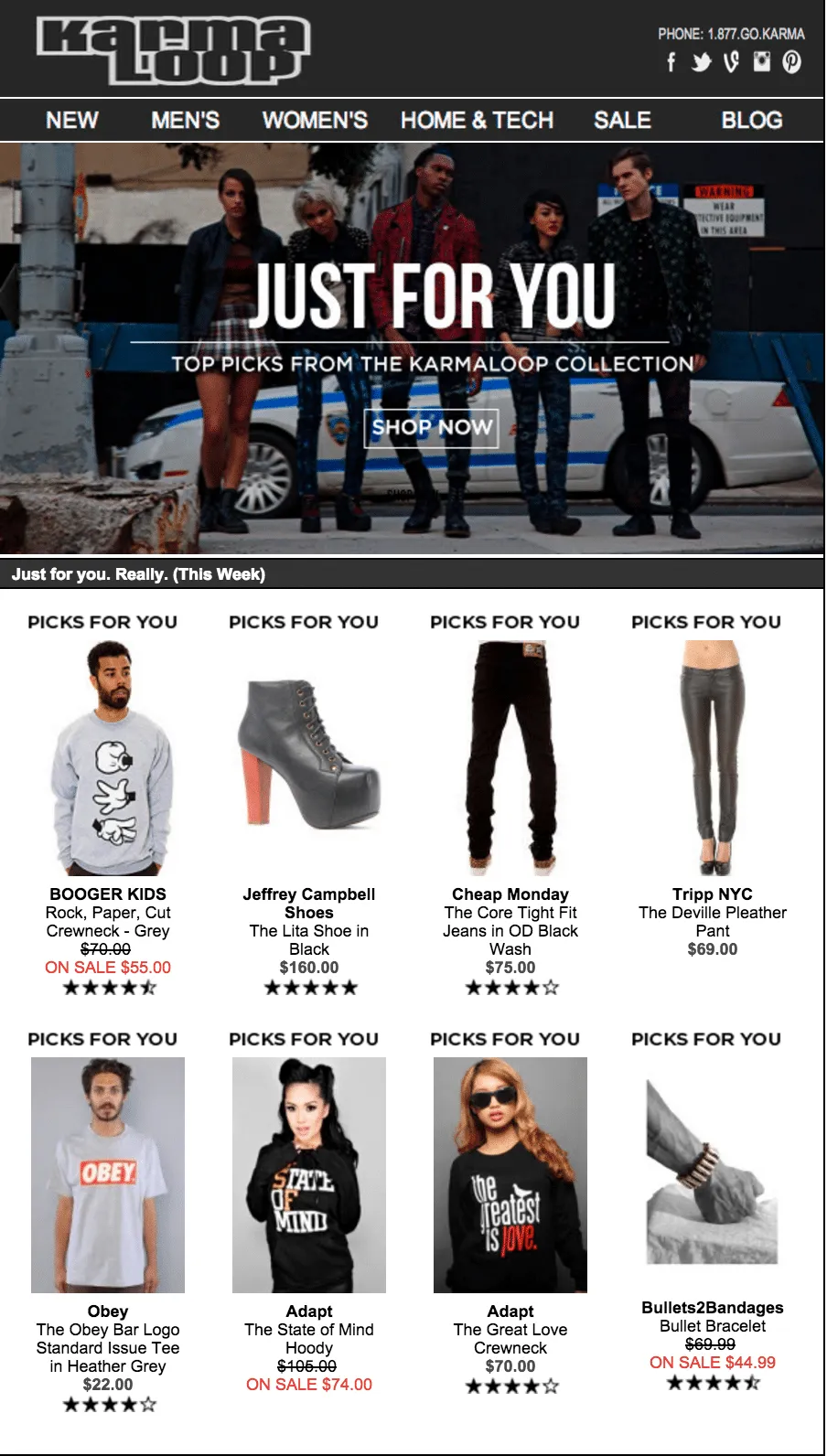Karmaloop personalized recommendation email marketing