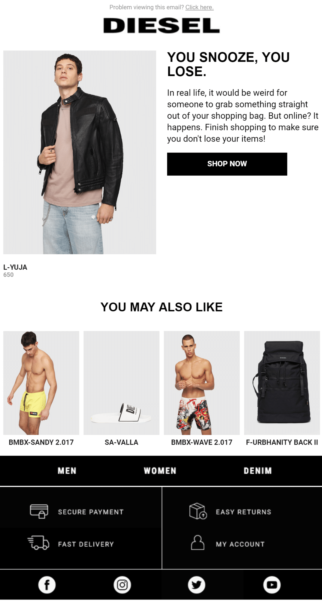 Diesel abandoned cart email marketing