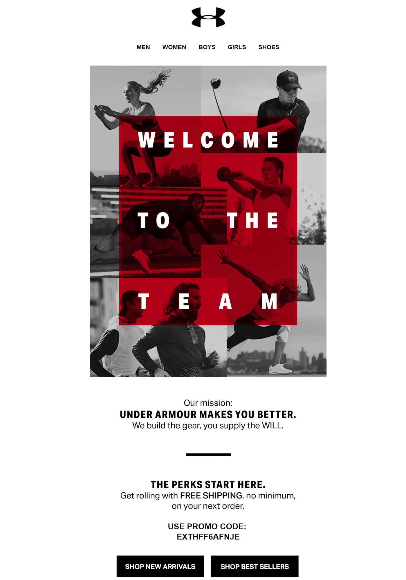Under Armour welcome email marketing