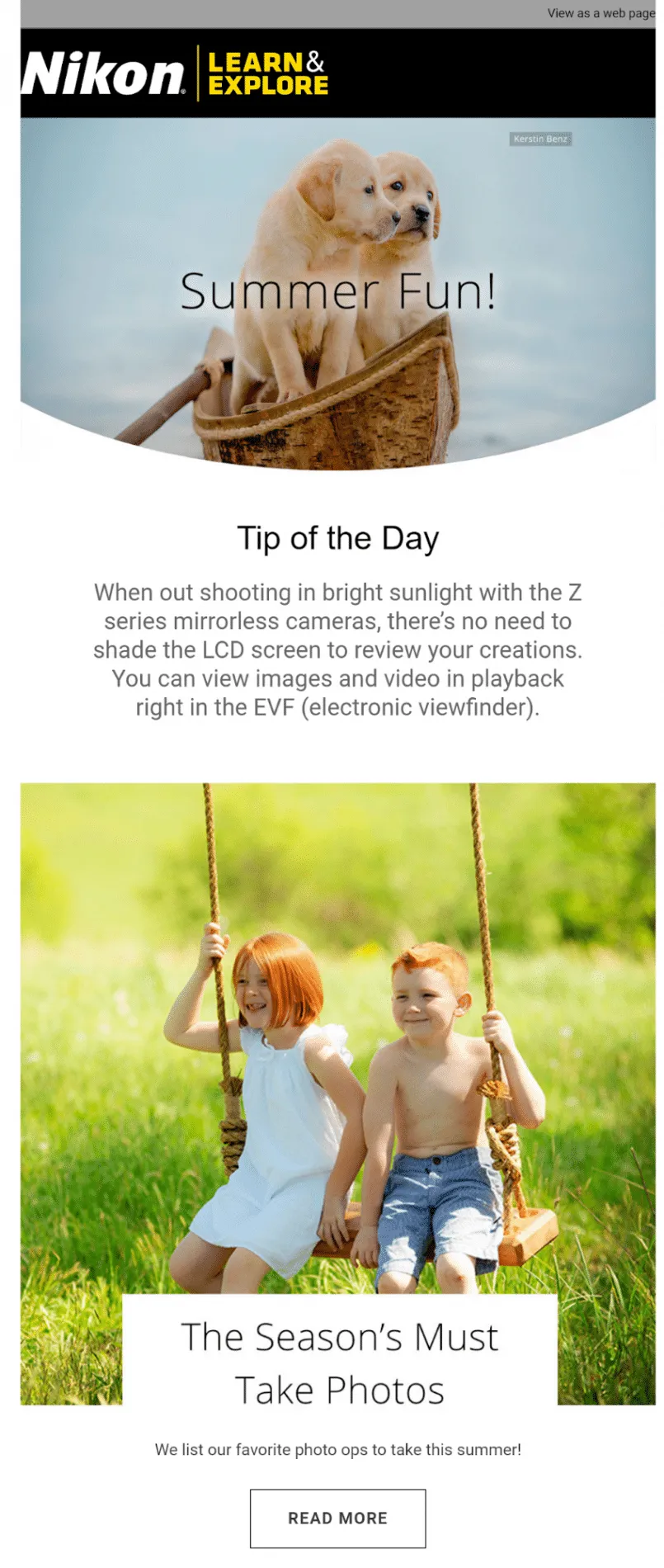 Nikon educational email marketing