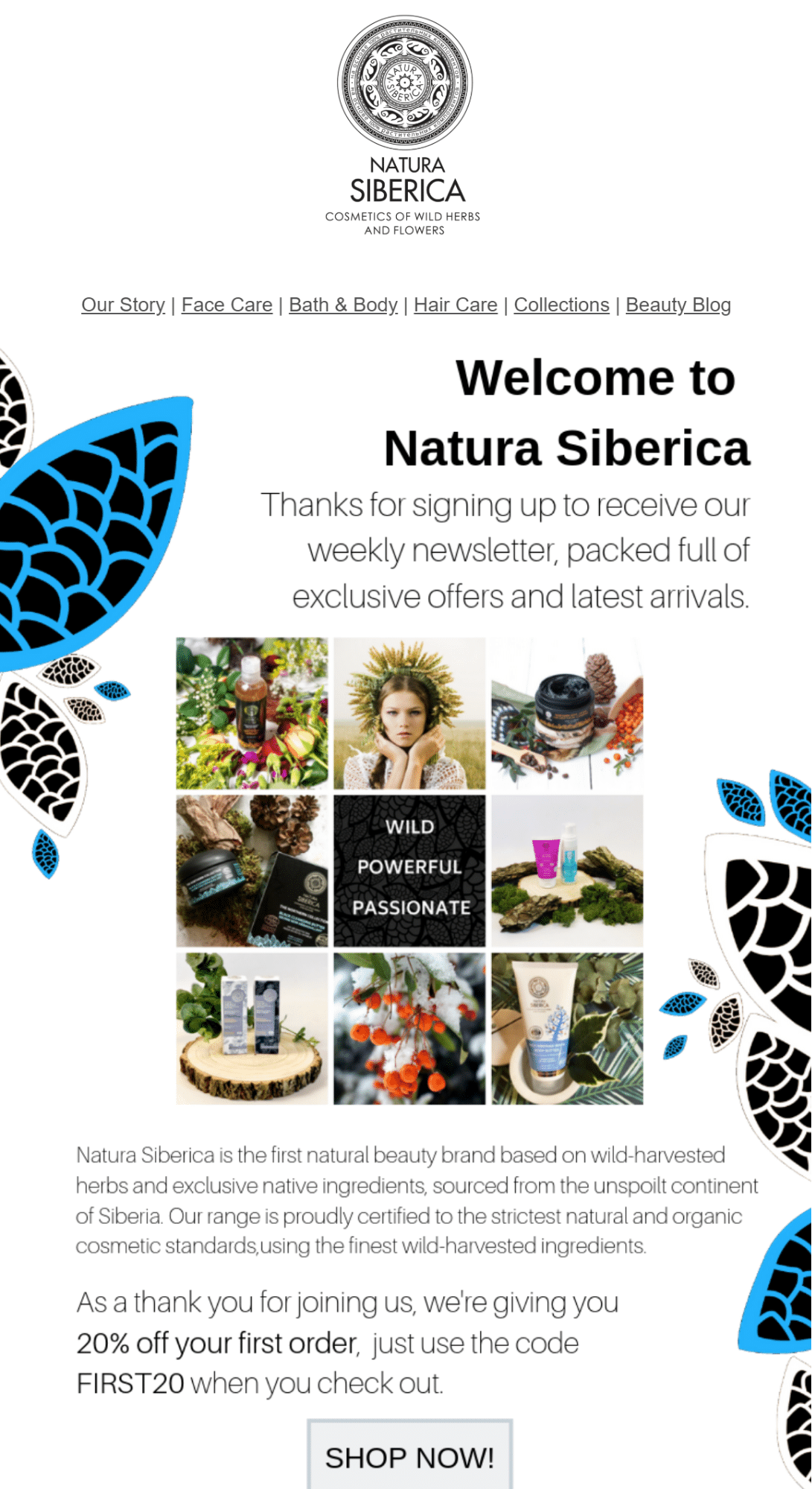 Natura Siberica welcome email marketing
