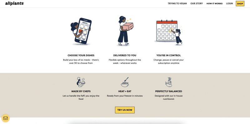 A website design catering to ecommerce brands for a mobile app.