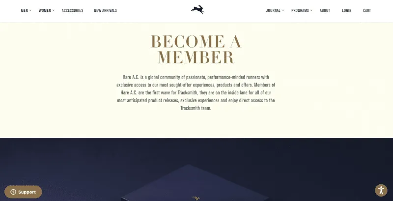 A website design featuring ecommerce brands offering an enticing opportunity to become a member.