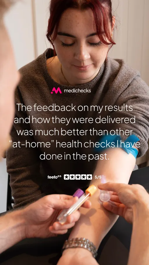medichecks.com ad: The feedback on my results and how they were delivered was much better than other “at-home” health checks I have done in the past.