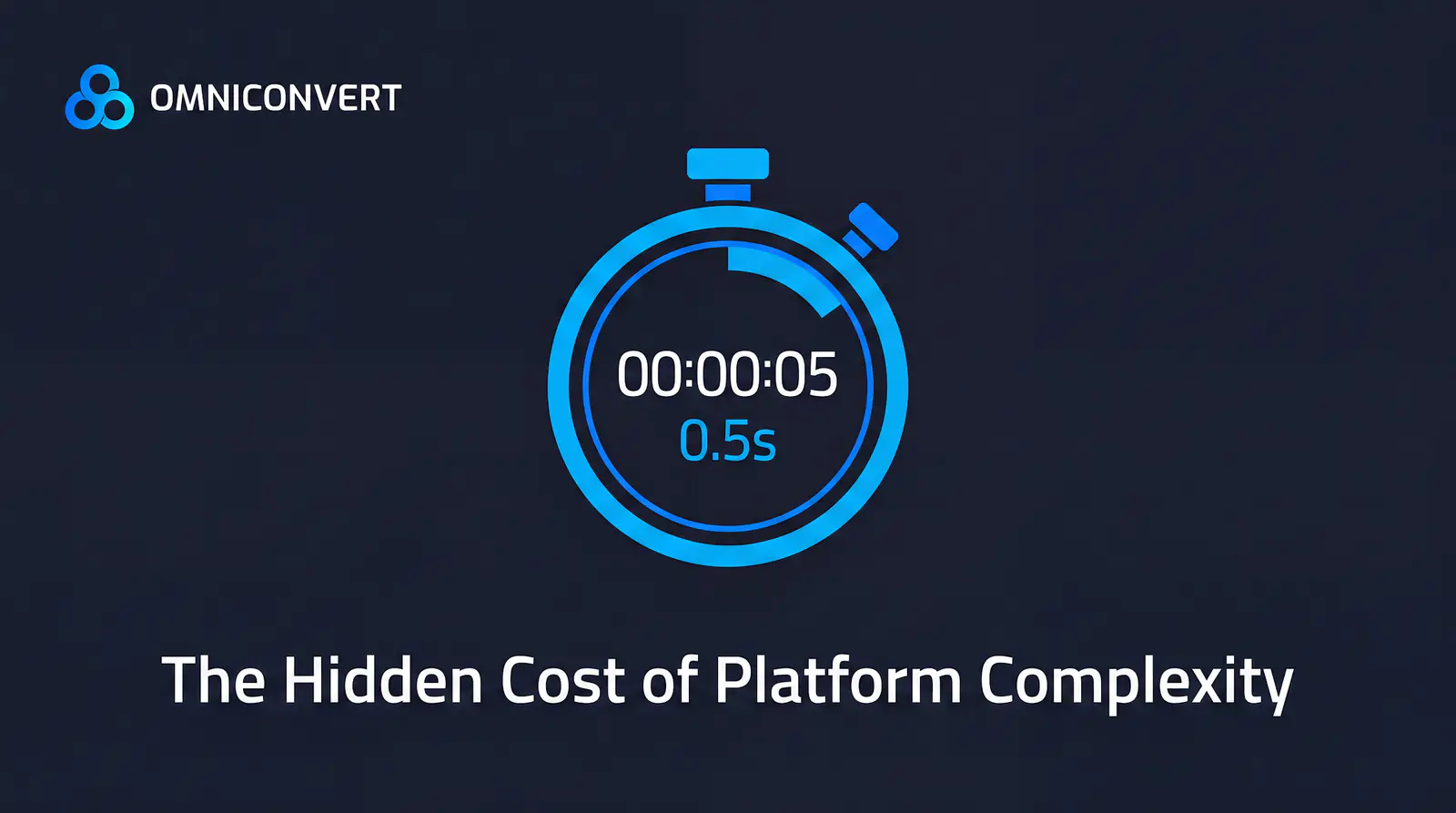 Stopwatch showing 0.5s — illustrating how quickly test variants should go live