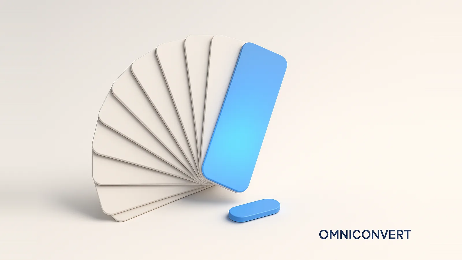 Persuasive colors in marketing: a fan of color swatches with one blue swatch glowing on a converting button