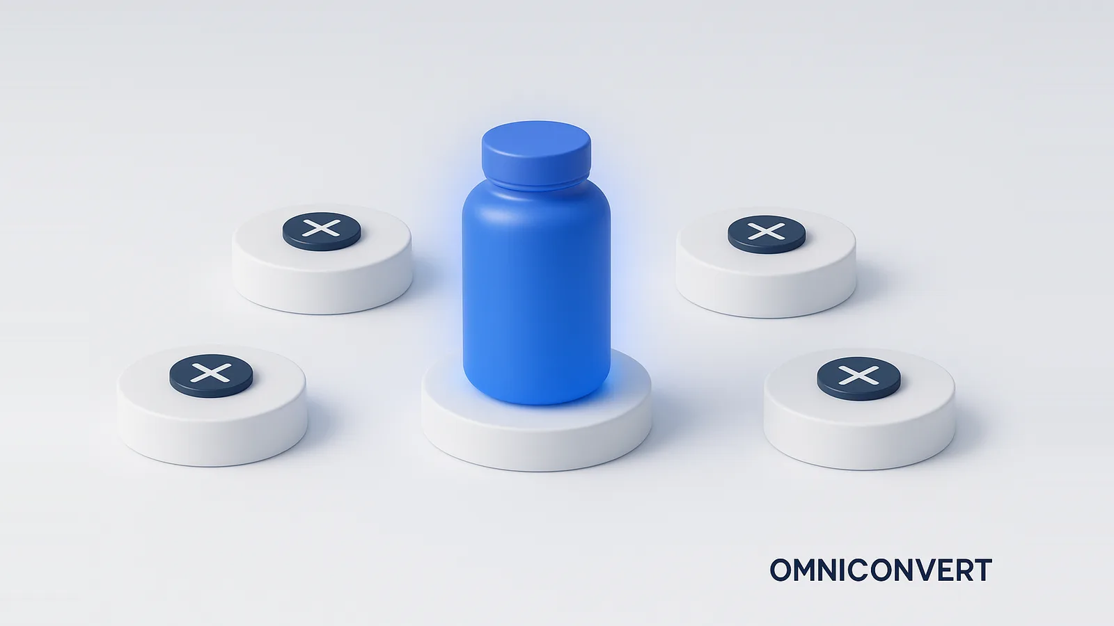 Scarcity in marketing: a single limited product under a spotlight with a countdown and a low-stock cue prompting a faster purchase, marked in blue