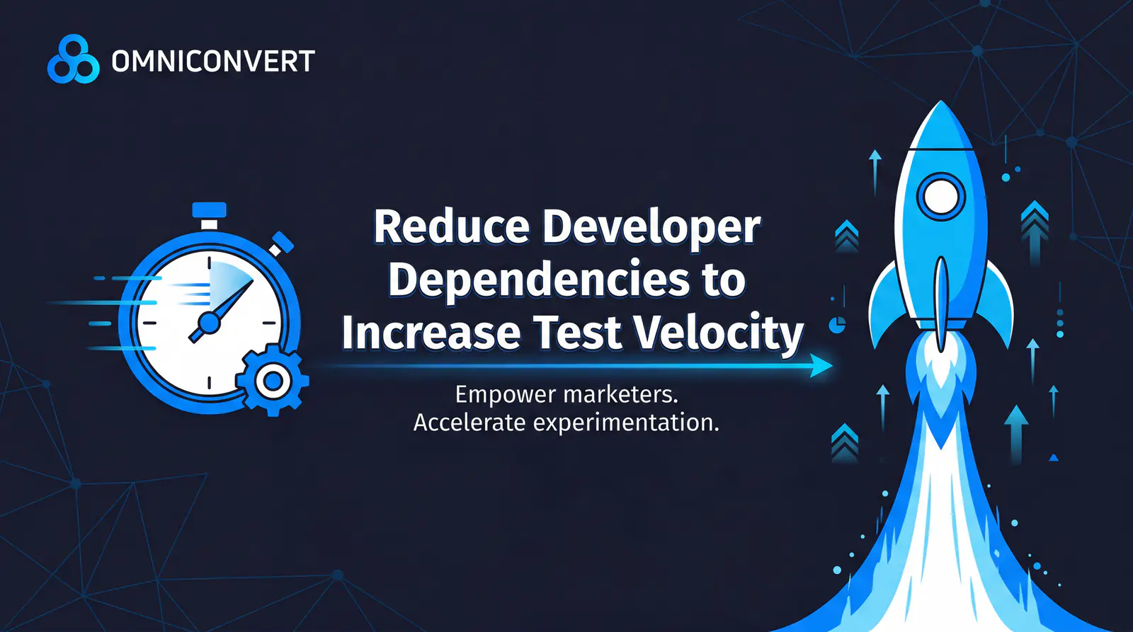 Velocity comparison — marketer-independent testing at hours per test vs. developer-dependent testing at weeks per test