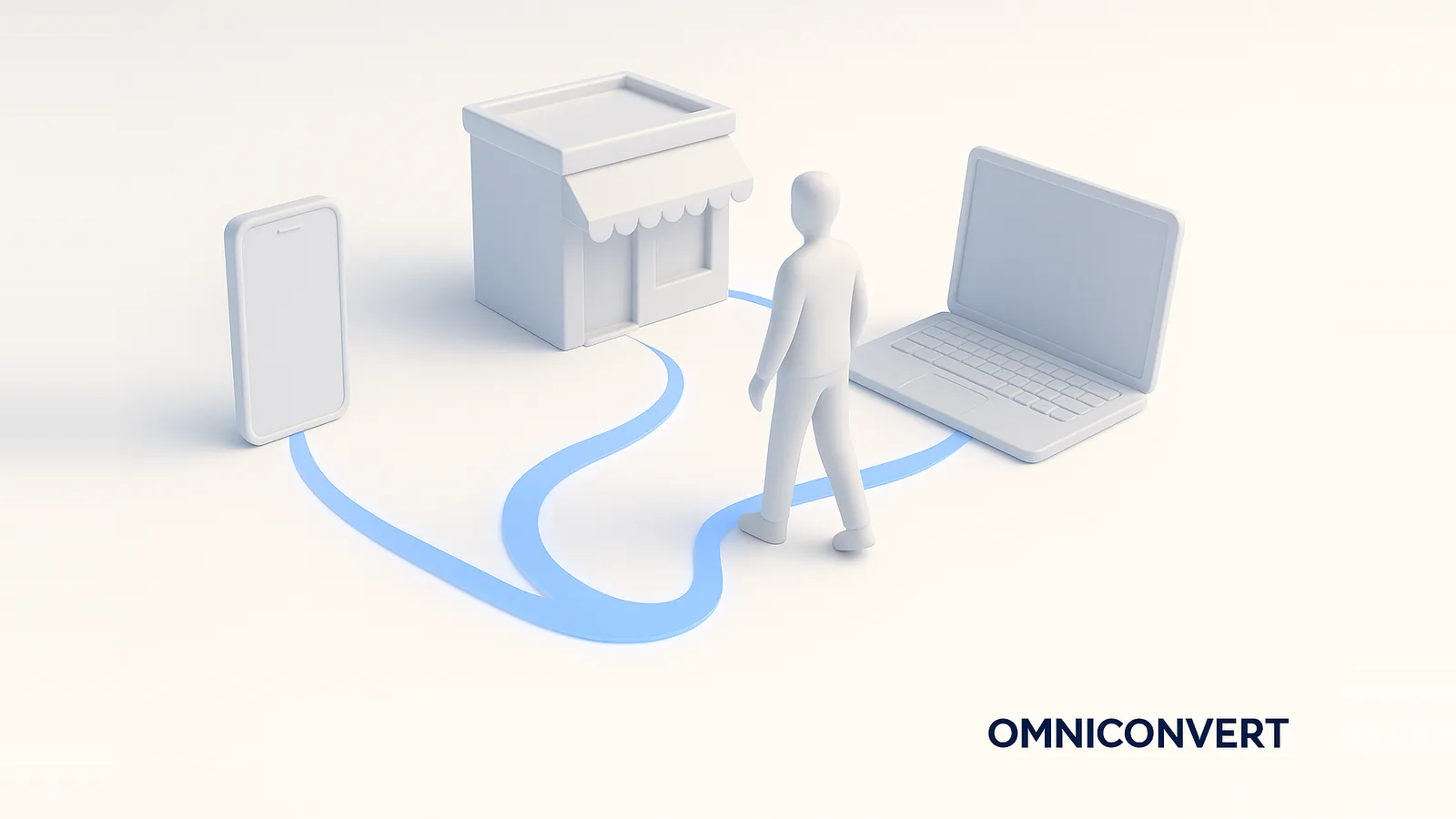 Omnichannel customer experience: website, app, store, and support channels connected into one seamless journey by a unified customer view