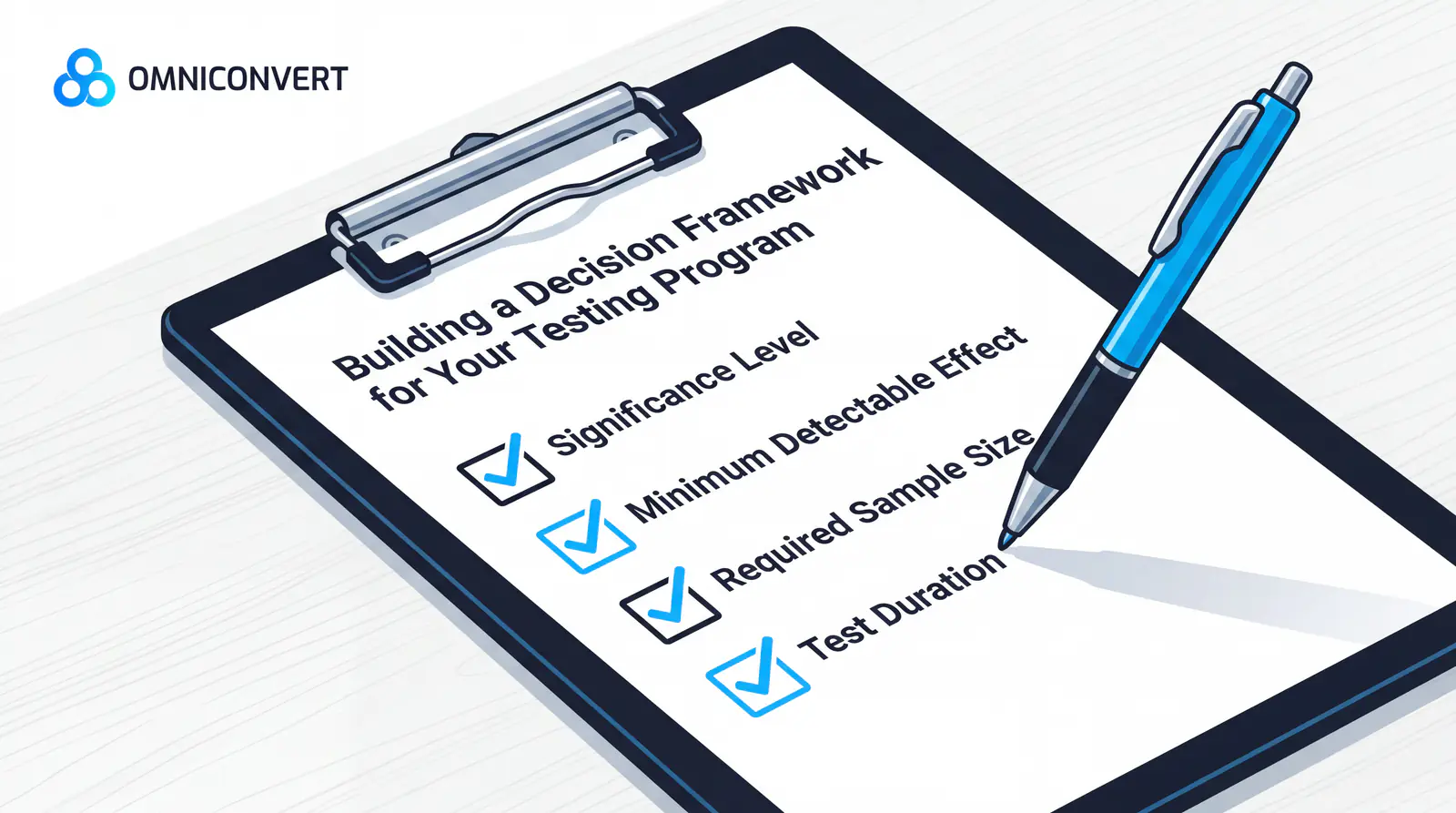 Tiered decision framework: low-risk tests at 90% confidence vs. high-risk checkout changes requiring 95%+ with full power and external validity checks