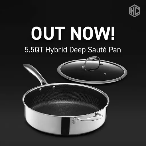 hexclad.com ad: OUT NOW! 5.5QT Hybrid Deep Sauté Pan
