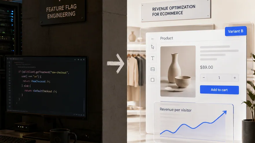 Omniconvert Explore and Split compared for feature flag experimentation versus Shopify eCommerce CRO.