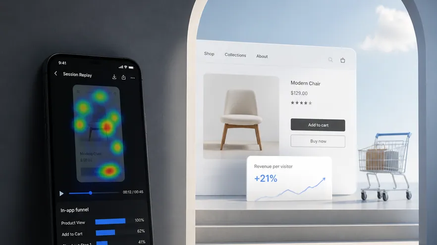 Omniconvert Explore and UXCam compared for native mobile app product analytics versus Shopify eCommerce CRO experimentation.