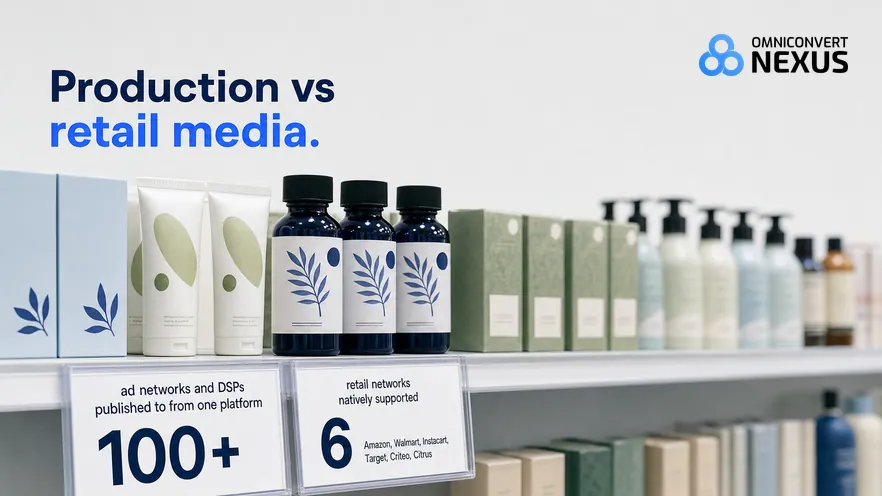 Bannerflow vs Pacvue vs Nexus by Omniconvert (2026): Production vs retail media.
