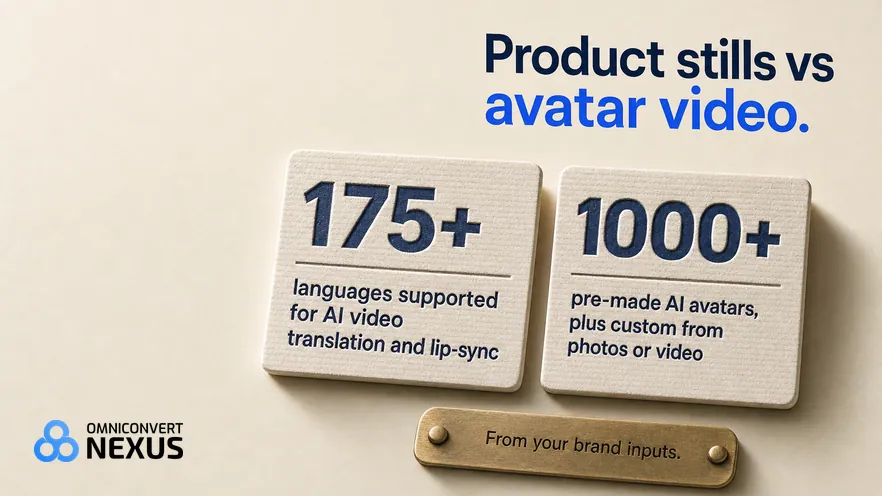 Caimera.ai vs HeyGen vs Nexus by Omniconvert (2026): Product stills vs avatar video.