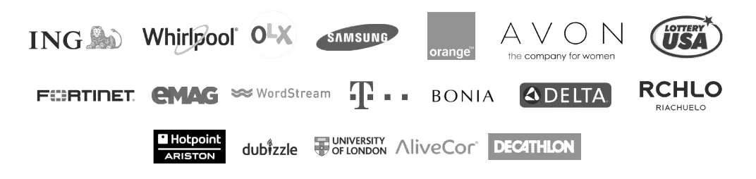 Logos of Omniconvert partners and clients.
