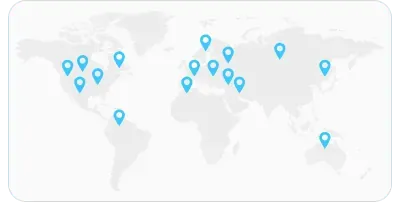 A map of the world with pins on it.