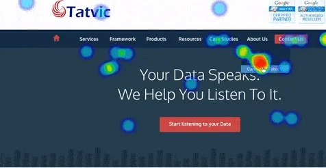 Tavic's website with a red dot on it.