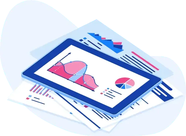 An audit tablet displaying various graphs and charts.
