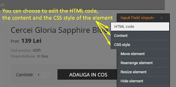 a b test edit css