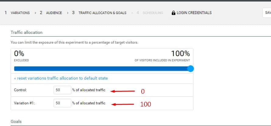 experiment traffic variation