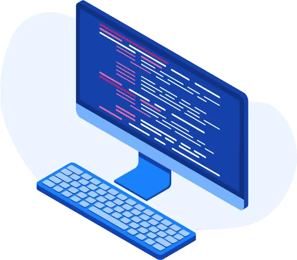 An isometric image of a computer screen with code on it.