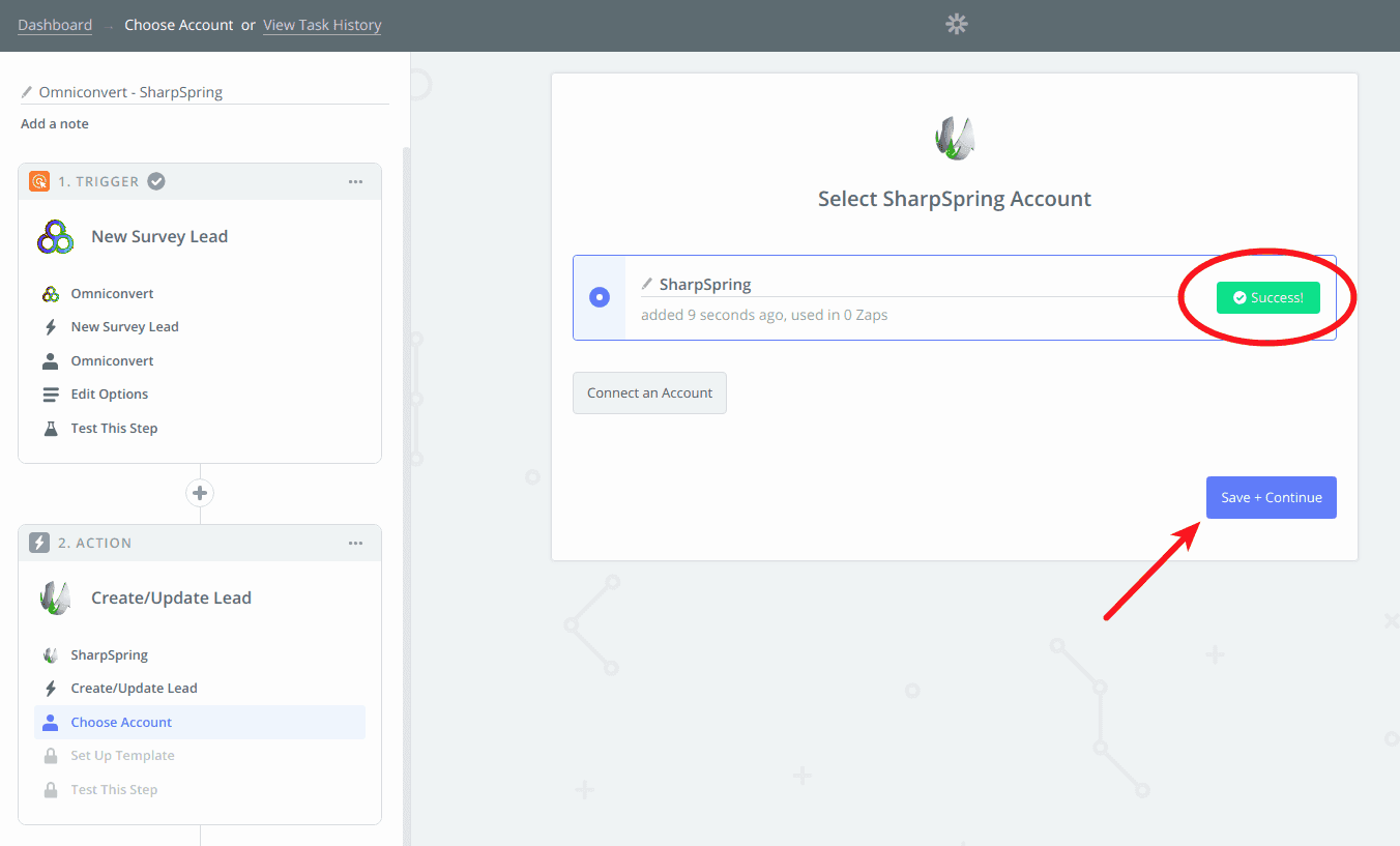select sharpspring account
