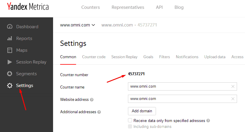 settings counter number