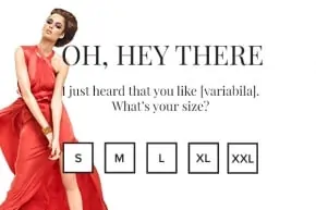 A woman in a red dress overlaid with the words oh hey there.
