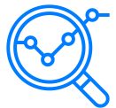An audit magnifying glass icon on a white background.